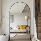 Suidia Arched Full Length Mirror, 76"x44" Floor Mirror Freestanding, Floor Standing Full Body Mirror with Stand for Bedroom, Hanging Leaning Mounted for Living Room Cloakroom, Black
