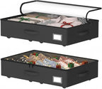 Underbed Storage With Wheels, No Assembly Required - 5.5 Inch Height Black Underbed Bins, Low Profile Rolling Shoe Storage Containers for Dorm