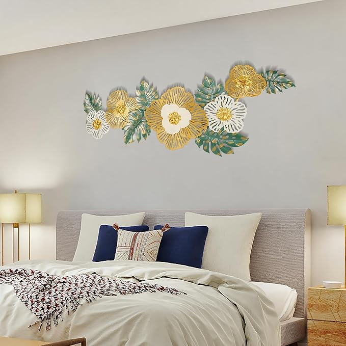 Babyieia 3D Ginkgo Leaf Metal Wall Art Decor for Living Room, Large Modern MetalWall Sculptures, Metal Wall Decor Home Decor for Living Room Dining Room Bedroom