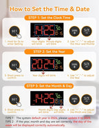 Netzu Alarm Clocks for Bedrooms, Digital Alarm Clock with Date Temperature and Weekday, Manual DST, Snooze, 2 Alarms, 4 Volumes for Living Room Home Bedside Desk