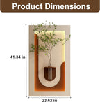 LED Sandstone Wall Decor, 3D Wall Art Sculpture, Simulated Green Plants, Glass Vase & Remote Control 3 Color Light for Living Room, Bedroom, Corridor(Light Coffee,41.4 * 23.6in)