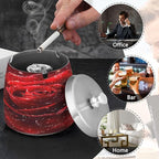 Rose Glitter Ashtray with Lid, Outdoor Ashtrays for Patio, Stainless Steel Ashtray Odorless Smokeless for Home Office Balcony
