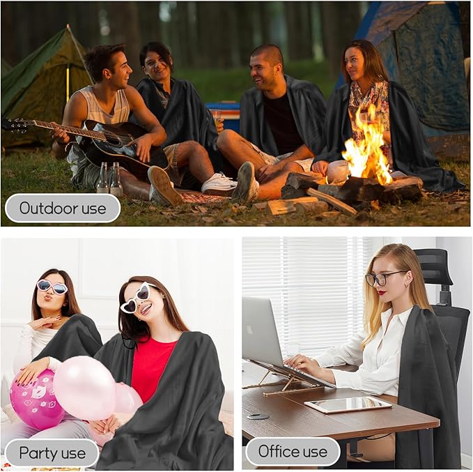 24 Pcs Soft Fleece Blankets Bulk 60 x 50 in, Lightweight Throw Blankets in Bulk Cozy Wool Bulk Blankets for Wedding Bed Couch Use Gifts & Home, Homeless Men Women (Black)