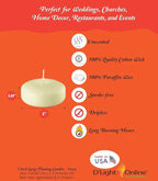 D'light Online Set of 72 Large 3 Inch Floating Candles Bulk Pack for Events, Centerpieces at Weddings, Spa, Pool, Home Décor, for Cylinder Vases, Special Occasions and Decor (Ivory)