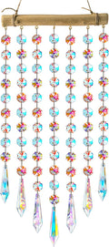 13inch Hanging Crystal Prism Suncatcher Ornament for Christmas Tree Crystal Wind Chimes Colorful Glass Beads Chain Pendant Decorative Mobiles