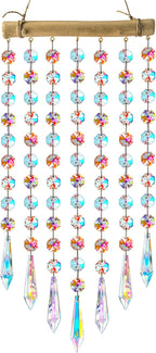 13inch Hanging Crystal Prism Suncatcher Ornament for Christmas Tree Crystal Wind Chimes Colorful Glass Beads Chain Pendant Decorative Mobiles
