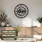 16 Inch Wall Clock, Gear Clock, Silent Non Ticking, Battery Operated Large Wall Clocks for Living Room Decor, Kitchen, Office (Vintage Industrial Steampunk)