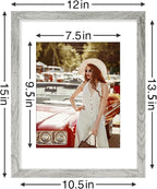 Vittanly 11x14 Picture Frames Set of 9, Shatter Resistant Plexiglass, Display 8x10 Pictures with Mat or 11x14 without Mat, Photo Frames for Wall or Tabletop, Engineered Wood, Grey