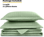 Maple&Stone Quilt Set King, Lightweight Mint Green Bedspread Ultrasonic Chevron Pattern Light Coverlet for All Season Comforter Bedding Decor - 3 Piece King Size Bed Cover Sets