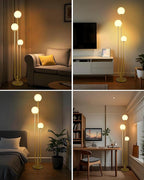 Lightdot 63IN Gold Floor Lamp Dimmable 3-Lights Globe LED Floor Lamps with 3000K Soft Warm White for Wedding/Party Candle Holder Style Tall Lamp for Living Room/Bedroom/Sofa Beside/Corner Decor