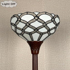 Tiffany Torchiere Floor Lamp,Handcrafted Stained Glass Lamp Shade,Antique Style Standing Corner Light for Living Room and Bedroom
