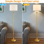 60" Gold Floor Lamp, Standing Lamp for Living Room, Bedroom, Office & Dining Room - Tall Corner Floor Lamps with Pull Chain Switch, Soft Lighting Farmhouse Design - Modern Floor Lamp (Bulb Included)