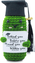 2025 Graduation Gifts for Him Her Emotional Support Pickle, Grad Decor Gifts, 5.9 X 1.96 inch, Handmade Positive Crochet Cucumber Gift for Women Men, Cute Knitted 2025 Graduation Decoration