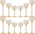 Crystal Metal Tealight Candlestick, Bling Bowl Candelabras, Tall Crystal Candle Holders Elegant Candle Centerpiece for Dining Table Wedding Home Mantel Decor(Golden, 4Sets(12 Pcs))