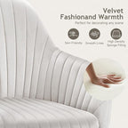 Warmiehomy Velvet Desk Chair for Home Office, Modern Adjustable Swivel Task Chair, Women Vanity Chairs with Arm Rest for Bedroom Dressing Room, White