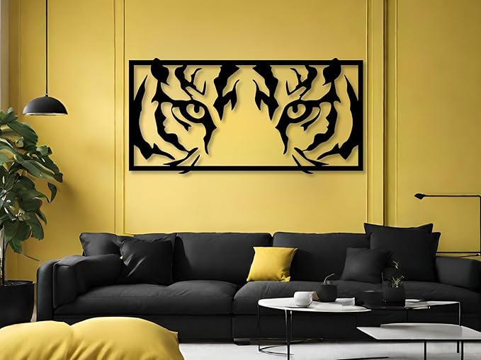 Vailla Tiger Eyes Wood Wall Art Decor Wooden Tiger Head Wall Hanging Sculpture Wooden Animal Modern Wall Home Decoration Nature 3D Textured Sculptures for Living Room Bedroom Office Dinnig Room
