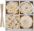 Flower Reed Diffuser Sola Wood Flowers Natural Material Aromatherapy Reed Decorative Aromatherapy Flower Refill Diffuser Reeds, 7Pcs Flower, 7Pcs Rope, 8 Pcs Diffuser Rattan (2-3.5 Inches, White)