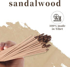 Zen Tibetan Sandalwood Incense Sticks with Holder, Low Smoke 50 Min Burn – Stress Relief, Yoga & Meditation Relaxation, 50g (95-100 Sticks) Eco-Friendly Packaging