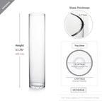 WGVI Quality Thick Weighted Tall Clear Cylinder Glass Vases, 4" W x 18" H, Flower Arrangement Floating Candle Holders Wedding Centerpieces Event Floral Container Display Decor, Bulk Wholesale, 6 Pcs