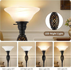 Luvkczc Vintage Floor Lamp with Nightlight, 70" Rustic Standing Lamp with Glass Shade, Victorian Style Tall Lamp Decor for Living Room Bedroom Study Home Office Corner (Bulb Included)