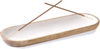 Folkulture Incense Holder for Home | Modern Incense Burner or Insence-Stick Holder for Gifts| Mango Wood Incense Tray Trough for Sticks 12 x 4 Inches, White