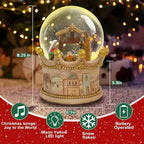 8.25 Inch Height Christmas Snow Globe with LED Light Musical Snowflakes Holiday Decoration, Nativity Scene Oversized Resin Snowglobes, Christmas Holiday Decor.