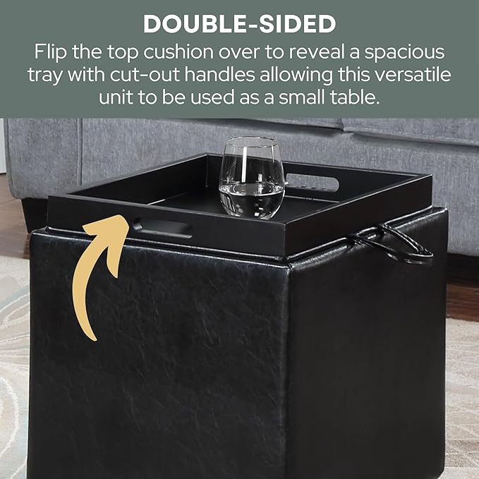 Designs4Comfort Park Avenue Single Ottoman with Stool and Reversible Tray