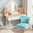 KOMFOTT Velvet Accent Chair, Modern Armless Sofa Chair with Solid Rubber Wood Legs, Wingback Leisure Chair with Thick Cushion, Upholstered Side Chair for Living Room, Bedroom, Turquoise