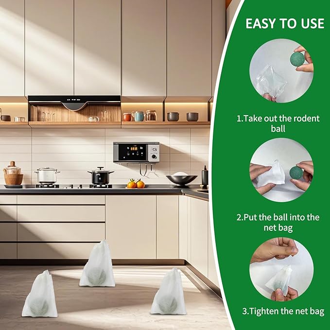 Mouse Rodent Repellent, 24 Pack Peppermint Oil Mouse Repellent Balls for Rats Mice Deterrent, Natural Mouse Traps for Indoor Outdoor Use, Keep Rodents Away from Garden and Home, Family & Pet Safe