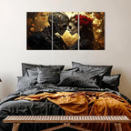 RUNBOAT Skull Pictures Wall Decor - Skull Canvas Wall Art, Skeleton Couple Poster Print, Gothic Painting Artwork, Skeleton and Roses Pictures for Living Room Bedroom (12" x 18" x 3 pcs)