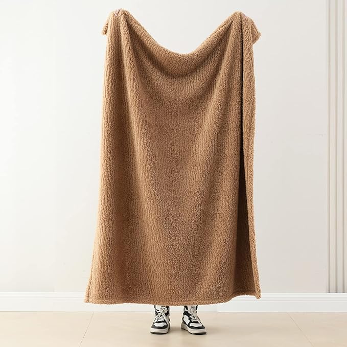 Ultra Soft Cozy Sherpa Throw Blanket, Brown Pattern Reversible, Light Weight Warm Decorative Boho Style Throw Blanket Cover for Sofa, Couch, Bedroom,Travel, 60”x80”