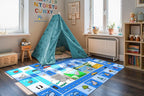 Booooom Jackson ABC Rug Kids Rug Educational Rugs Non-Slip Kids Carpet with Alphabet, Number Mat for Children, Baby, Toddler Play, 4'11'' x 3'3''