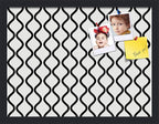 PinPix 20x15 Inch Cork Bulletin Board. This Decorative Framed Pin Board Comes with Black and White Waves Design and a Satin Black Frame. Ideal for Home Office Decor or Message Board (PinPix-194)