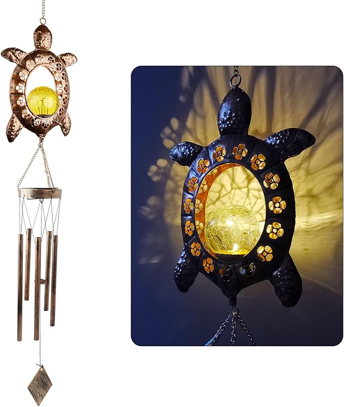 Sea Turtle Wind Chimes, Solar Wind Chime Outdoor, Gifts for Mom, Gifts for Women, Gifts for Grandma, Garden Courtyard Lawn Decoration, Thanksgiving Gifts, Decor Gifts for Christmas and New Year