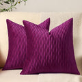 22x22 Purple Throw Pillow Cases: 2 Pack Original Striped Velvet Square Decorative Pillow Covers for Farmhouse Couch