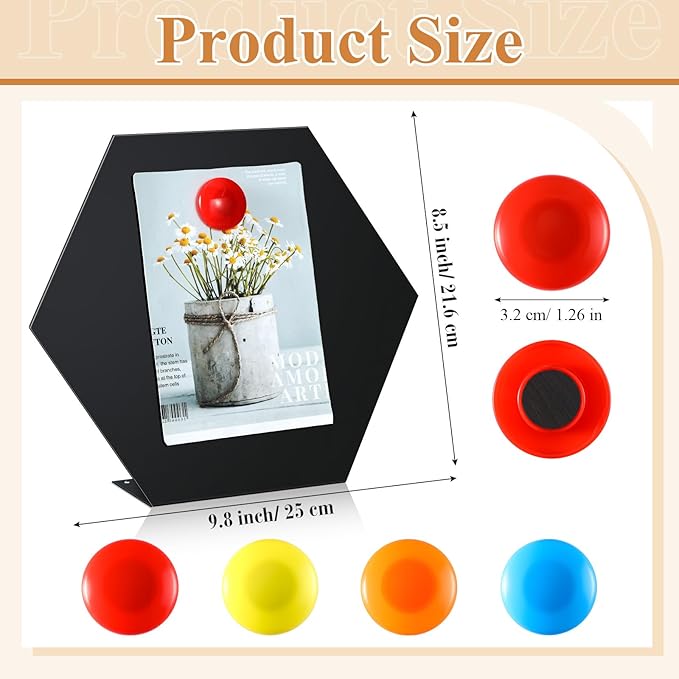 Shimeyao 2 Pcs Magnetic Bulletin Board for Tabletops with 8 Magnets Memo Display Easel Stand for Home Office School Kitchen Table Supplies(Hexagon,Black,10 x 8.5 Inch)