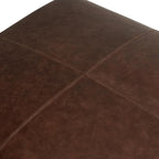Poly & BARK Sequoia Ottoman – 35” Square Pouf with Feather-Down Topper – Full-Grain Leather Upholstered Pouf Ottoman for Living Room – Vintage Italian Leather in Chocolate Brown
