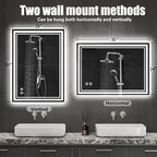 24“ x 36” LED Mirror for Bathroom Front and Backlit Anti-Fog Dimmable 3 Colors LED Bathroom Mirror with Lights Memory Function Smart Mirror Wall Mounted Horizontal/Vertical ETL Listed