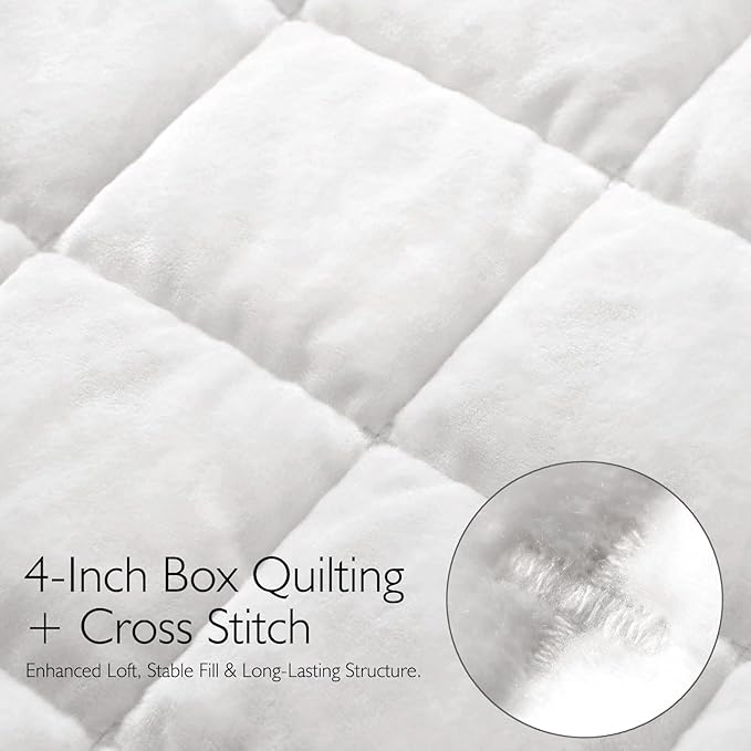 Greek Velvet Twin Quilt Set, 3× Softer Luxe Sheen, 100% Cotton Backing, 150GSM Down-Alternative Fill, Expanded 68×90" Coverage for Fuller Side Drape (1 Quilt + 1 Pillow Shams), Brilliant White