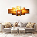 Elephant Stock Religion Wall Art Multi Piece Canvas - 5 Panel Christian Pictures Decor - Digital Design Canvas Print - Christian Wall Decor - 68" X 30"