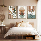 DRACIT Large Boho Mid century Wood Wall Art Set,Modern Geometric Leaves Artwork Bohemian Wall Sculptures,Abstract Minimalist Wooden Wall Decor for Living Room Bedroom Office-16 x24 x3