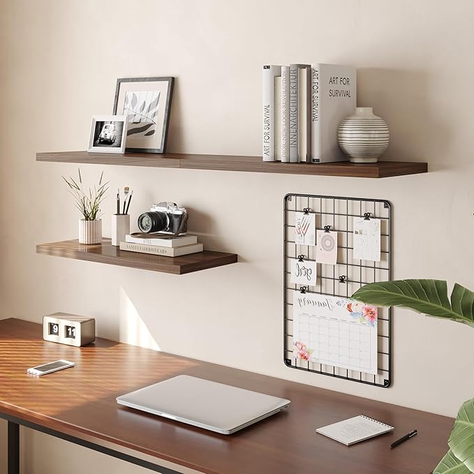 Wall Shelf Set of 1, Walnut Floating Shelves 30 in W x 10 in D x 1 in H, Wooden Floating Wall Shelf with Invisible Brackets for Living Room/Bedroom/Bathroom/Kitchen Storage and Decor