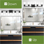 BesLowe 31" 5-Light Bathroom Light Fixture, Modern Black Bathroom Vanity Light, Bathroom Lighting Fixtures Over Mirror, Matte Black Wall Socnce Lamp, Wall Lights for Living Room Bedroom Hallway