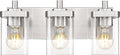 Bathroom Light Fixtures, 3-Light Vanity Light with Square Clear Glass Shade, Brushed Nickel Modern Wall Sconces, Vanity Lighting Fixtures Over Mirror, VL194-BN-3