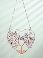 Jovivi Amethyst Heart Crystal Tree Hanging Ornament Healing Crystals Stones Gemstone Room Bedroom Wall Home Yoga Decor for Feng Shui Meditation Christmas Tree Ornament