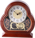 Mantel Clocks,Mantel Clocks for Living Room Quiet Mantlepiece Clock Vintage Walnut Wooden Table Clock Battery Powered Mantel Clock with Pendulum Swing for Office Desk Shelf