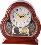 Mantel Clocks,Mantel Clocks for Living Room Quiet Mantlepiece Clock Vintage Walnut Wooden Table Clock Battery Powered Mantel Clock with Pendulum Swing for Office Desk Shelf