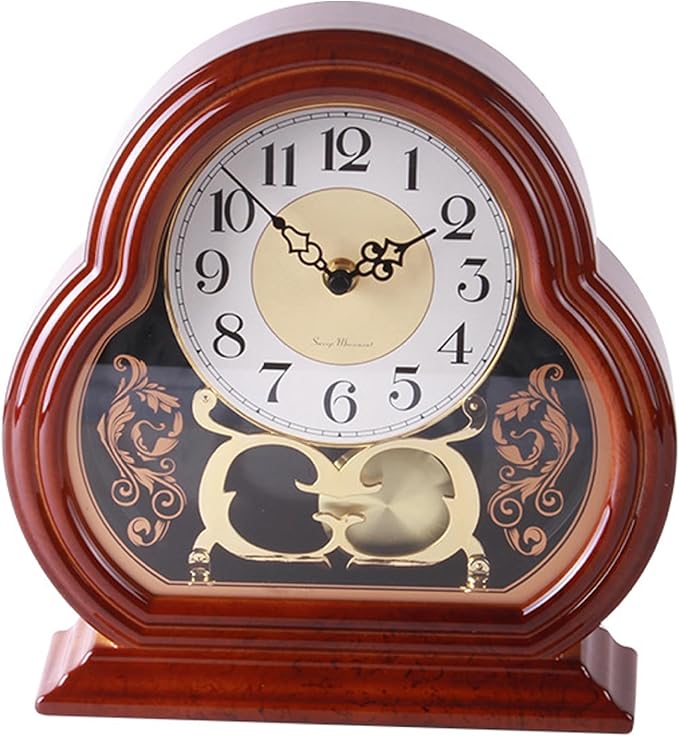Mantel Clocks,Mantel Clocks for Living Room Quiet Mantlepiece Clock Vintage Walnut Wooden Table Clock Battery Powered Mantel Clock with Pendulum Swing for Office Desk Shelf