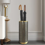 ZOEJADE Minimalist Luxury Ceramic Umbrella Stand Umbrella Holder Vase for Umbrella Canes Walking Sticks Entryway Indoor 18" High Black Gold