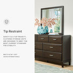 Signature Design by Ashley Vanmore Contemporary 7-Drawer Dresser and Mirror with Anti-Tipping Restraint, Dark Brown